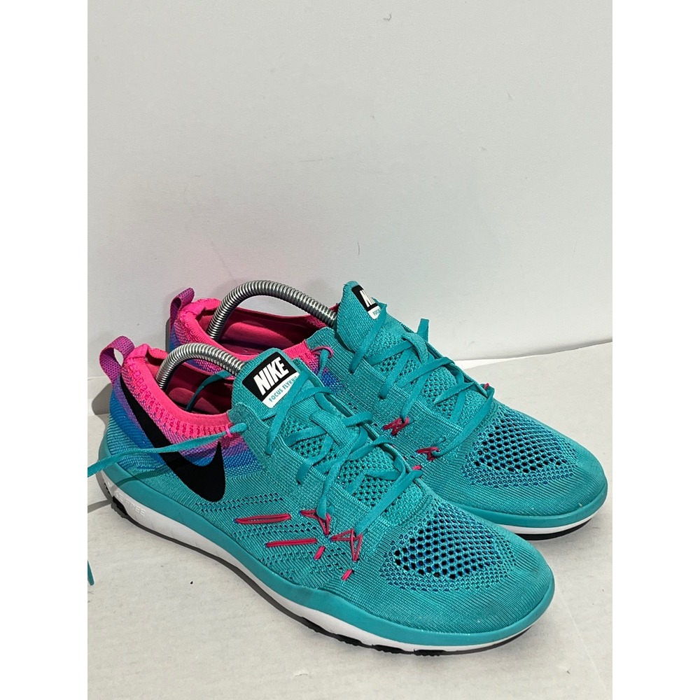 Nike Free Focus Flyknit Turquoise Pink Purple Training Shoes Womens 10.5
